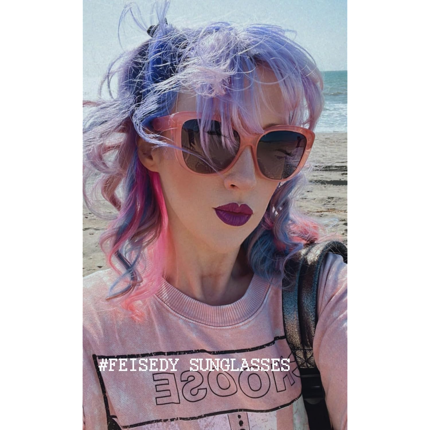 FEISEDY Polarized Vintage Sunglasses American Womens Square Jackie O Cat Eye Sunglasses B2451 Pink