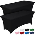 Pureegg Spandex Tablecloth 6ft - 2 Pack, Fitted and Tight Cloth for Rectangle Table, Wrinkle-Free and Stretch Table Cover for Party, Wedding, Banquet and Birthday, Black