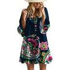 Opemiby Summer Dresses For Women 2026 Flowy Ruffle 3/4 Sleeve V Neck Tiered Casual Babydoll Boho Beach Mini Dress