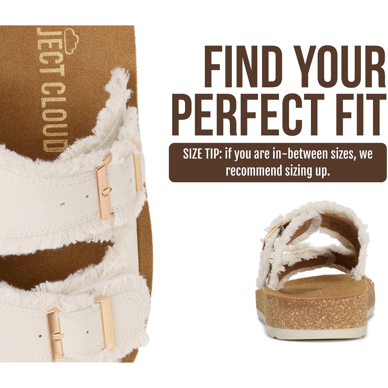 Project Cloud Comfortable Sandals Women - Lightweight With Plush & Soft Insole Buckle Womens Sandals - Non Slip And Durable Fashion Platform Frayed Sandal For Women 2026 (Light)