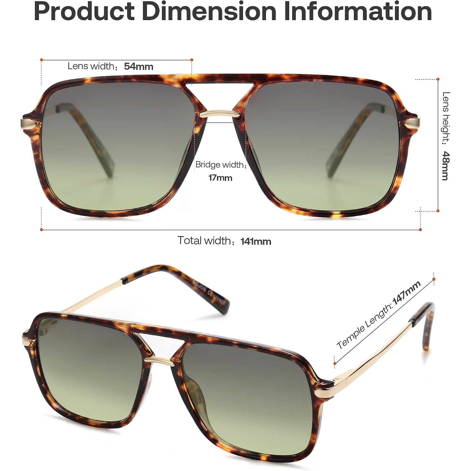 SOJOS Sunglasses for Women & Men, Square, Retro, Polarized Lens, Trendy Aviator, 90s Shades Yellow Tortoise/Green