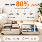 12 Pack Vacuum Bags For Travel With Rechargeable Air Pump, Carry-On Compression Bags For Luggage And Suitcase, Space Saver Storage For Clothing And Travel Organization