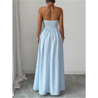Floerns Women'S Striped Halter Maxi Dress Backless Smocked Beach Vacation Boho Dress