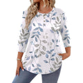 In'Voland Plus Size 3/4 Length Sleeve Women Tops Crew Neck Blouses Dressy Summer Casual Shirt Loose Fit Business Work Clothes