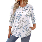 In'Voland Plus Size 3/4 Length Sleeve Women Tops Crew Neck Blouses Dressy Summer Casual Shirt Loose Fit Business Work Clothes