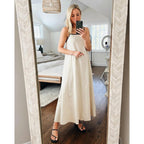 Shy Velvet Women'S 2026 Summer Linen Maxi Dress Contrast Spaghetti Strap Dress Backless Casual Party Beach Dresses