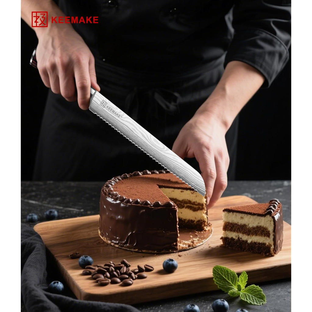 10 Inch Bread Knife For Homemade Bread - Ultra Sharp For Serrated Sourdough, Crusty Artisan Loaves, Bagels & Cake, High Carbon Stainless Steel Slicing Knife With Cover & Dad Gift Box
