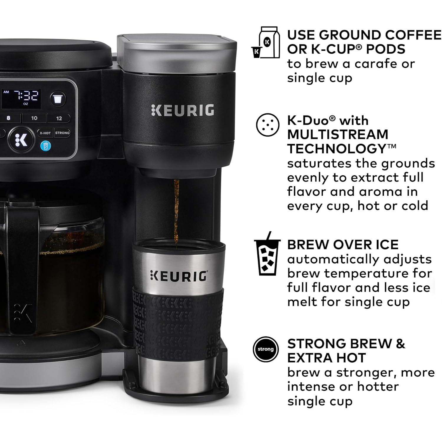 Keurig K-Duo Hot & Iced Single Serve & Carafe Coffee Maker, MultiStream Technology, 72oz Reservoir (Gen 2)