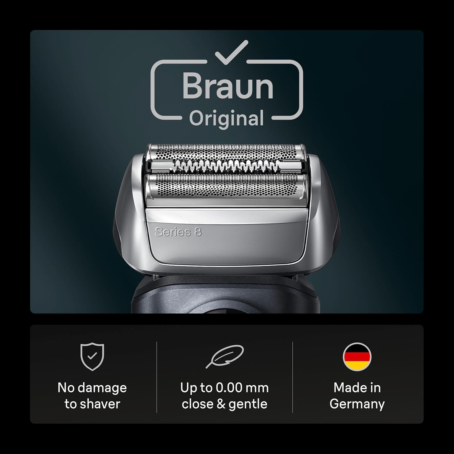 Braun Series 8 83M Electric Shaver Head Replacement Cassette, Silver