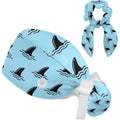 Women'S Working Caps With Bow Scrunchies Cute Dog Paws Pattern Lace-Up Hat Unisex Hair Covers One Size