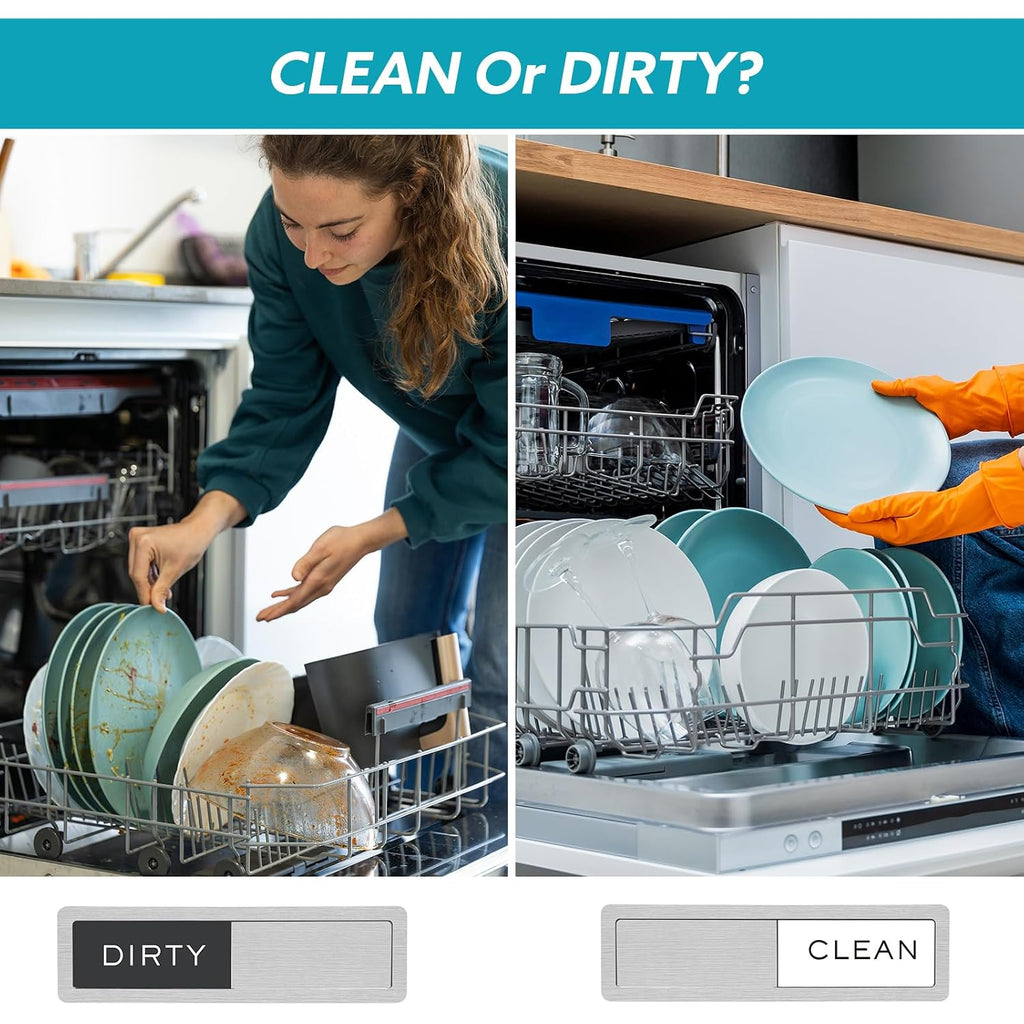 Dishwasher Magnet Clean Dirty Sign, Strong Magnet Non-Scratch Clean Dirty Magnet For Dishwasher, Easy To Read & Slide