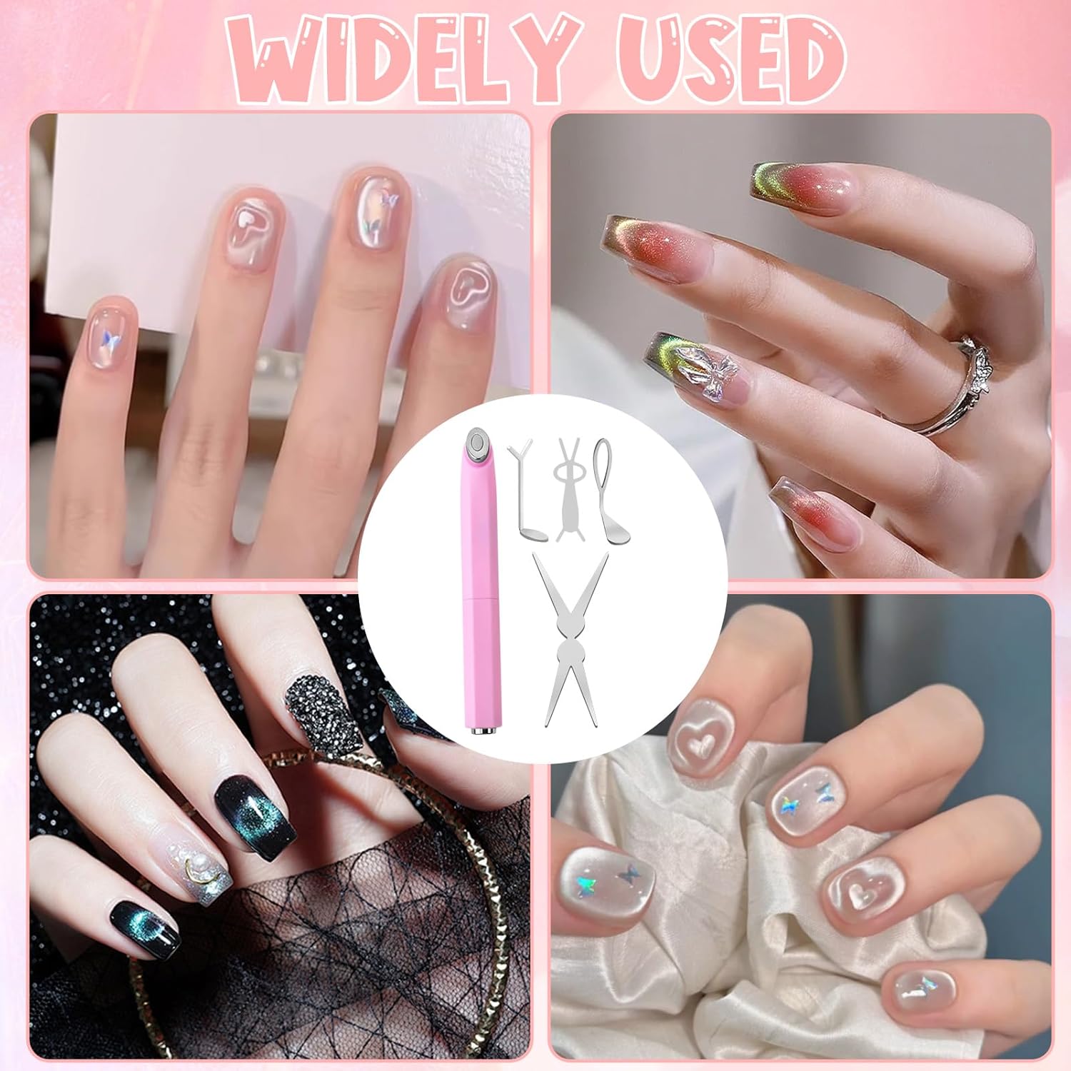 New Pink 3-in-1 Ring Cat Eye Magnet, Cateye Magnet for Nails Magnet Tool Easy to Use for Beginners & Nail Artists Various Creative Patterns Not Easily Damaged