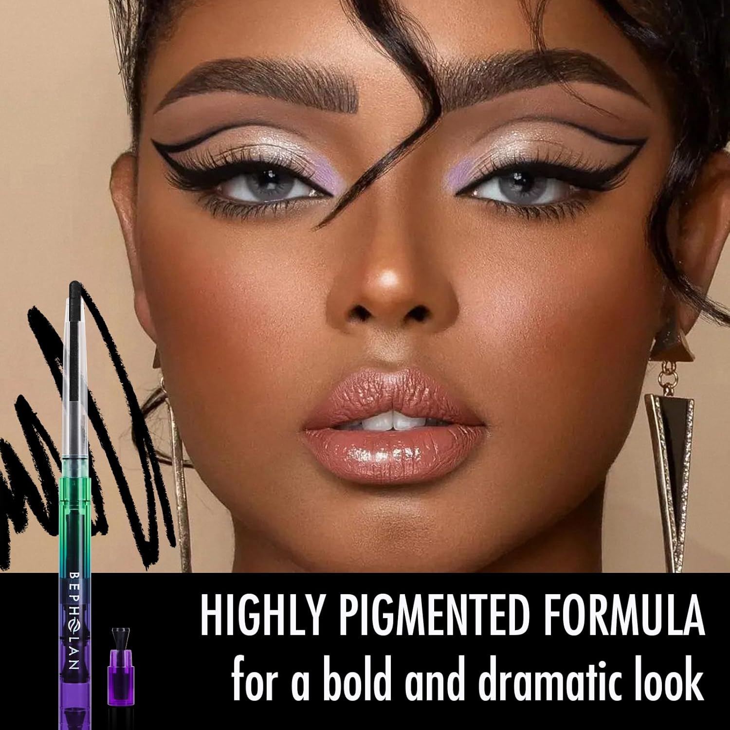 BEPHOLAN Black Gel Eyeliner Pencil, Waterproof Smudge Proof Eyeliner Long-Lasting Matte Eye Liner Retractable with Built-in Sharpener for Waterline & Daily Makeup (BLACK)