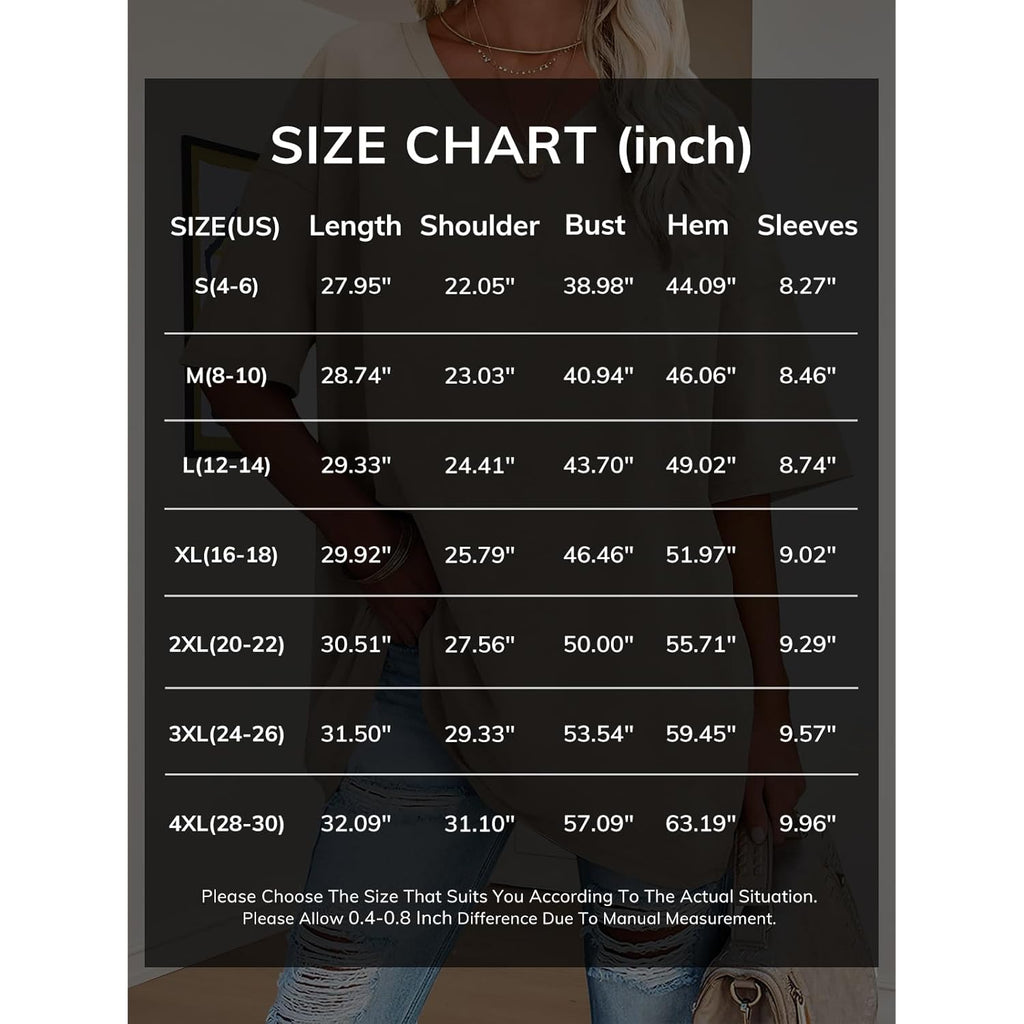 Womens Oversized Shirts V Neck Plus Size Spring Workout Summer Tops Beach Vacation 2026 Gym Clothes Basic Tee