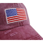 USA American Flag Trucker Hat for Women, Funny Adjustable Washed Embroidered Distressed Mesh Baseball Cap American Flag Embroidered Red