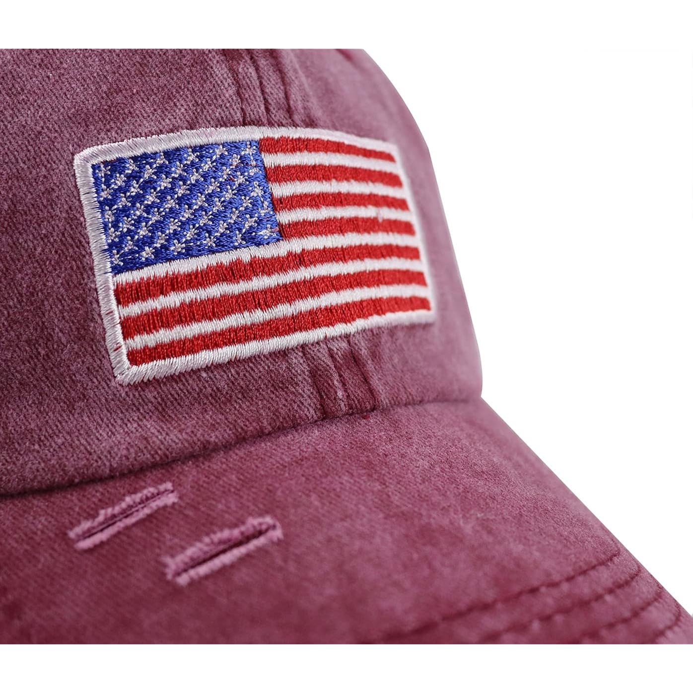USA American Flag Trucker Hat for Women, Funny Adjustable Washed Embroidered Distressed Mesh Baseball Cap American Flag Embroidered Red