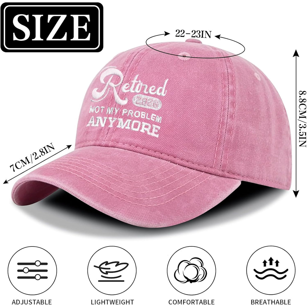 Ghazni Retirement Gifts Women Men 2026, Funny Pink Retired Hat, Adjustable Cotton Baseball Cap for Coworkers, Travel, Golf Retired 2026-red