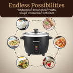 Elite Gourmet ERC006SS 6-Cup Electric Rice Cooker with Stainless Steel Inner Pot, Makes Soups, Stews, Porridges, Grains and Cereals, 6 cup (3 cups uncooked), Black