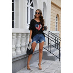 UNCLECAT Women's V Neck Oversized T-Shirts Summer Short Sleeve Shirts Loose Casual Tops Tee