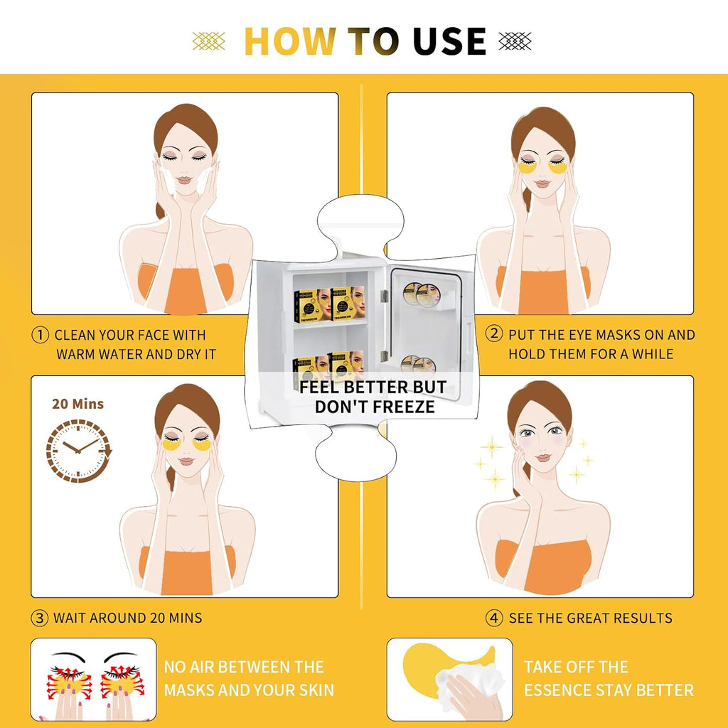 24K Gold Eye Masks For Dark Circles And Puffiness 70Pcs, Under Eye Patches For Puffy Eyes Treatment, Under Eye Gel Pads W/ Collagen, Caffeine, Peptides For Eye Bags Treatment, Gel Eye Mask Skincare