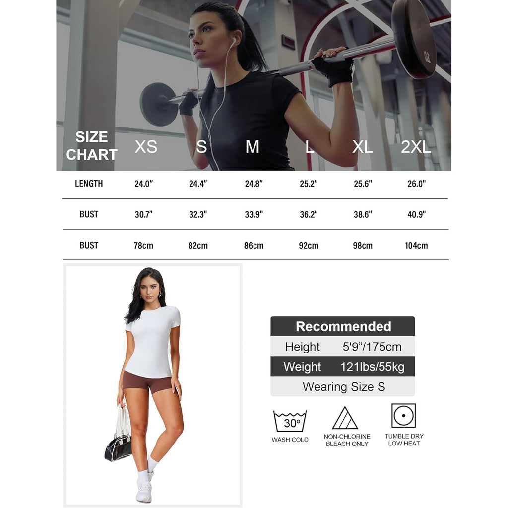 5 Pack Women's Short Sleeve Basic T Shirts Tees, Slim Fit Crew Neck Tshirt Summer Tops for Casual Workout Trendy