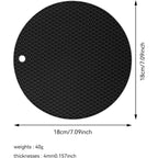 Silicone Trivet Mats,Heat Resistant Pot Holders, Multipurpose Non-Slip Hot Pads For Kitchen Potholders, Hot Dishers, Jar Opener, Spoon Holder, Food Grade Silicone(Black Size Round 7''X7'')