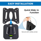 Mount-It! Ultra Low Profile Fixed Tv Wall Mount For 13 To 32" Inch Screens, Slim Tv Wall Mount Fits Vesa 75 And 100 Mm, Flush Tv Bracket 0.55" Design With 60 Lb Capacity, Built-In Bubble Level