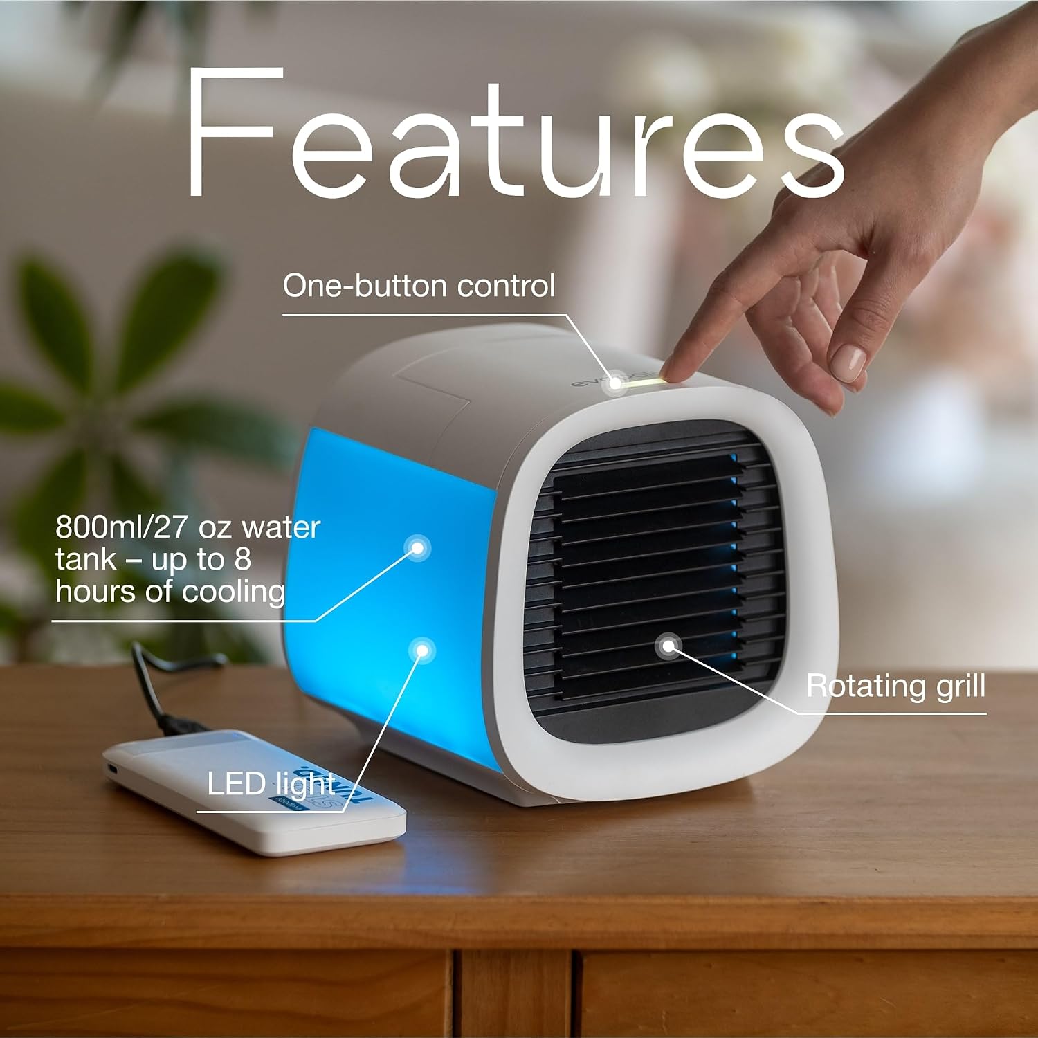 Evapolar Evachill Portable Air Conditioners - Portable Ac Unit - Small Personal Evaporative Air Cooler & Fan For Desk, Office, Car, Camping, White