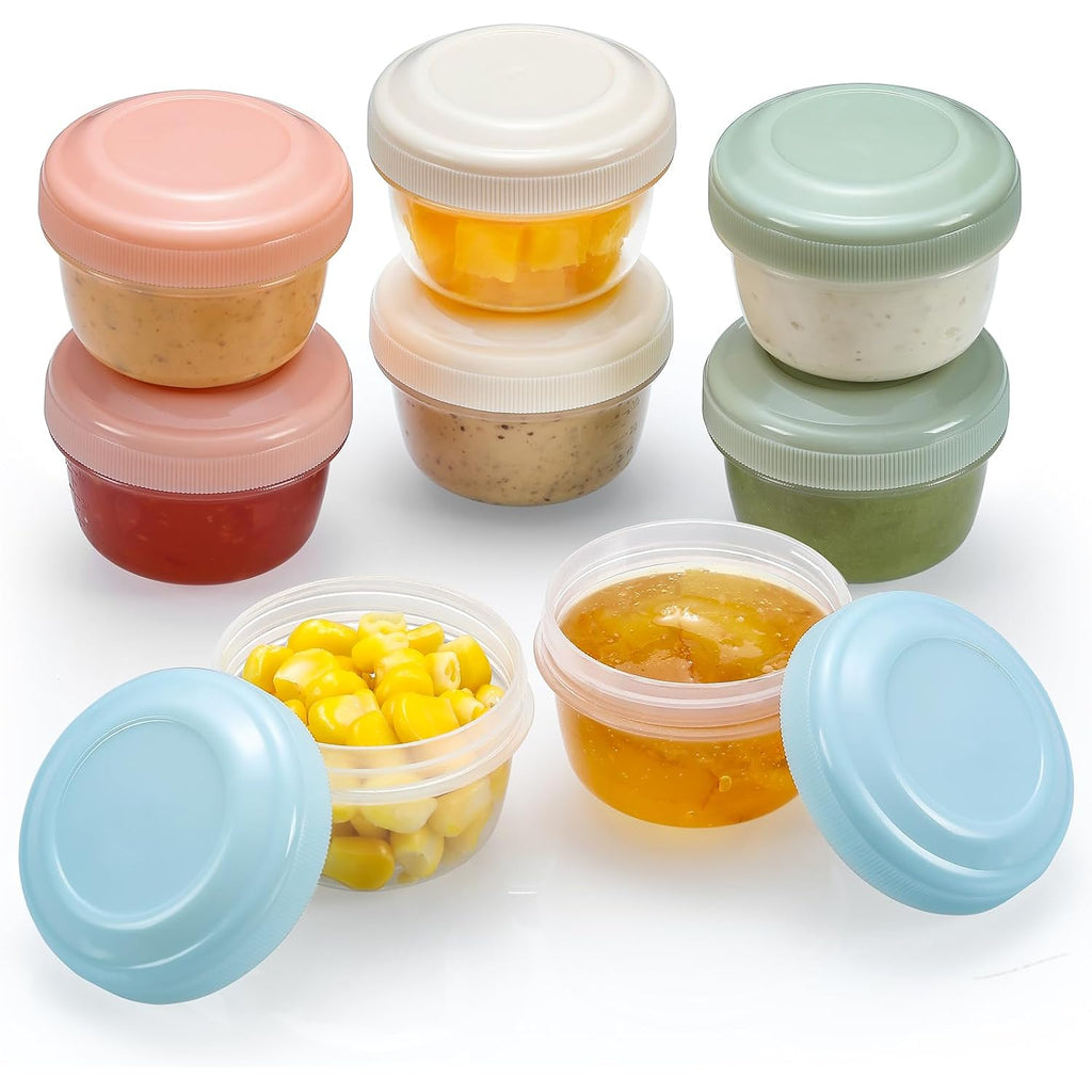 Vitever 8 Pack 2 Oz Salad Dressing Container To Go, Small Condiment Containers With Lids For Lunch Bento Box, Reusable Plastic Snack Jars, Deli Containers, Colorful Sauce Cups, Dishwasher Safe