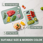 Plastic Cutting Board Set Of 3-Cutting Boards For Kitchen Bpa Free, Large-Small Chopping Boards Non-Slip For Cooking Camping Dishwasher Safe, Reversible, With Grip Handle, 15"×10"×0.25" Green