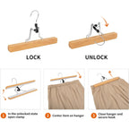 Amazon Basics Sturdy Wooden Pants Hangers For Closet Organization, Natural, 10-Pack