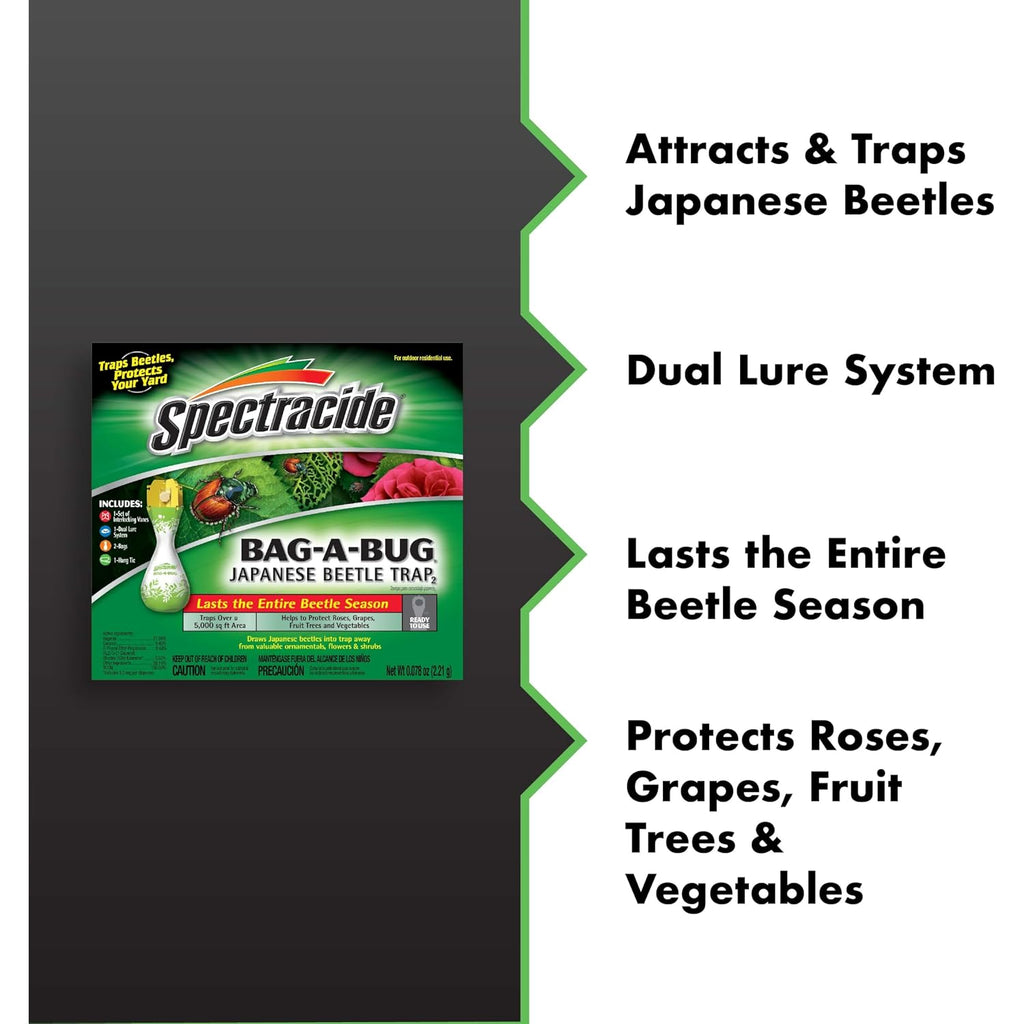 Spectracide Bag-A-Bug Japanese Beetle Trap Bundle, 1 Dual Lure System With 2 Replacement Lure Refills