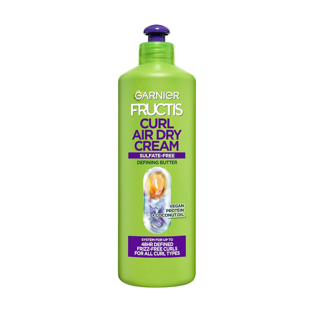 Garnier Fructis Curl Nourish Air Dry Cream Xl Leave In Conditioner, Sulfate-Free Curl Defining Cream For Moisture And Frizz Control Waves, Curls, And Coils, Value Size, 16.9 Fl Oz