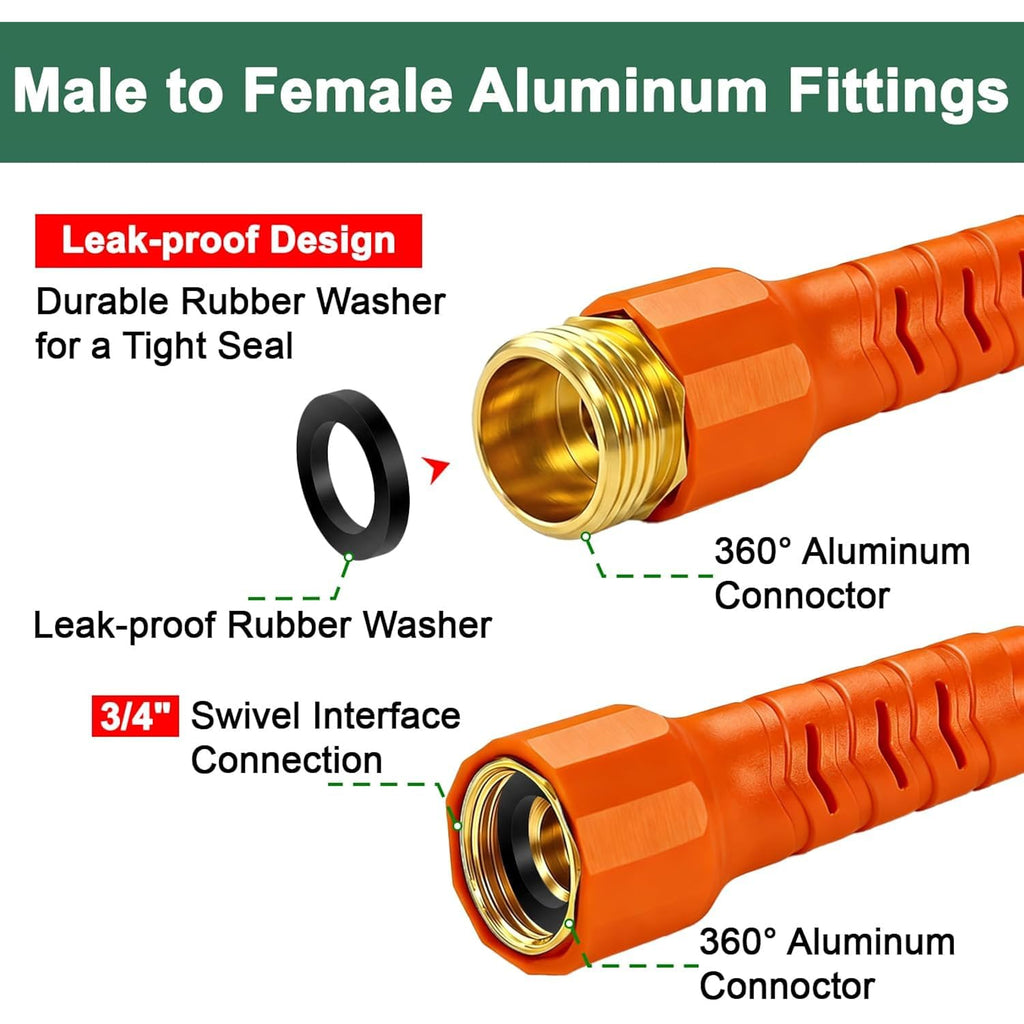 50Ft Ultra Lightweight Garden Hose, Flexible Water Hose, 10 Function Nozzle,Leak-Proof,Swivel Handle Non-Slip, Non-Kink Heavy-Duty Hose For Yard,Car,Rv,Outdoor Non|Expandable(50Ft)