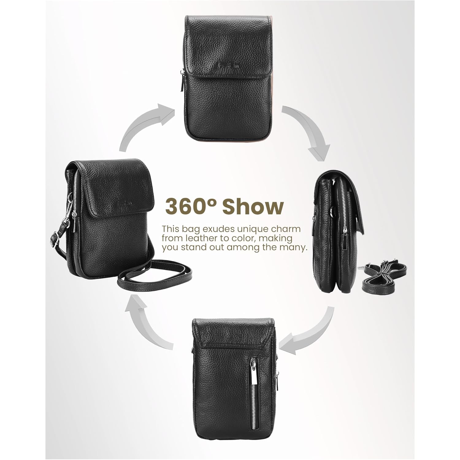 befen Genuine Leather Crossbody Bags for Women, Cell Phone Cross body Purse Bag with RFID Blocking Card Slots