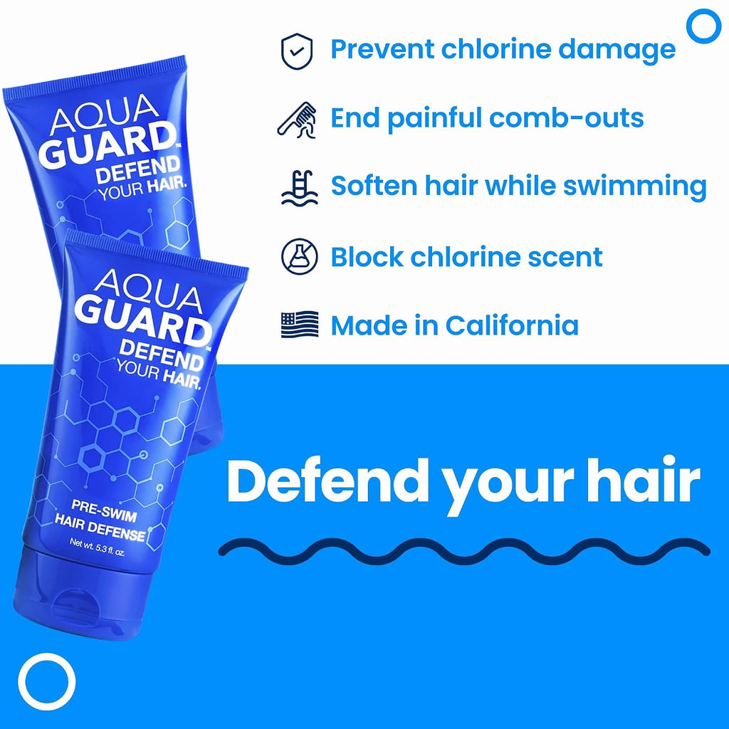 Aqua Guard Pre-Swim Hair Defense | Soft, Tangle-Free Hair After Every Swim | Prevents Chlorine Damage | Made In California | Color Safe, Leaves Hair Smelling Great | 5.3 Oz (2 Pack)