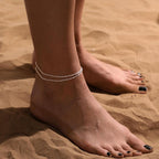 MIDEEO Gold/Silver Ankle Bracelets for Women,14K Gold Anklets for Women Waterproof Cuban Link Heart Beads Herringbone Rhinestone Anklets Set Layered Anklet Bracelets for Women Gold Jewelry Gift