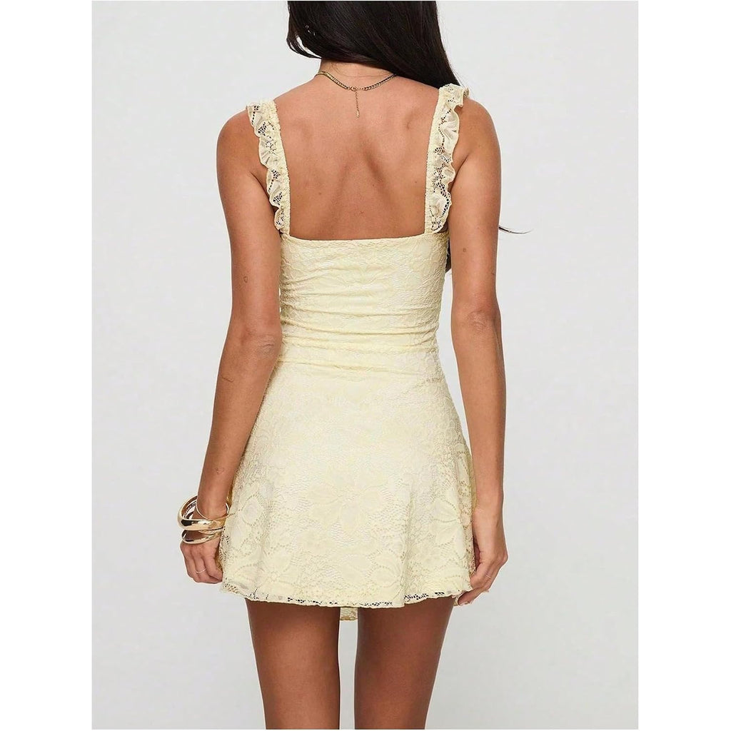 Floerns Women'S Summer Mini Dress Floral Lace Sleeveless Vacation Cute A Line Dresses