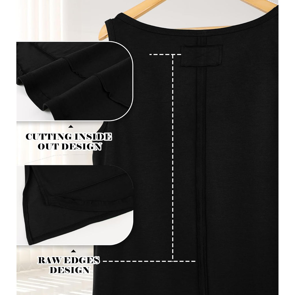 WIHOLL Loose Fit Tank Tops for Women Scoop Neck Summer Side Split Sleeveless Shirts 2026 Fashion
