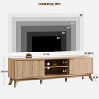 Okd 70" Mid Century Modern Fluted Tv Stand W/ 2 Soft Close Door,Natural Oak | Entertainment Center, Sideboard, Media Console For Living Room With Adjustable Shelves