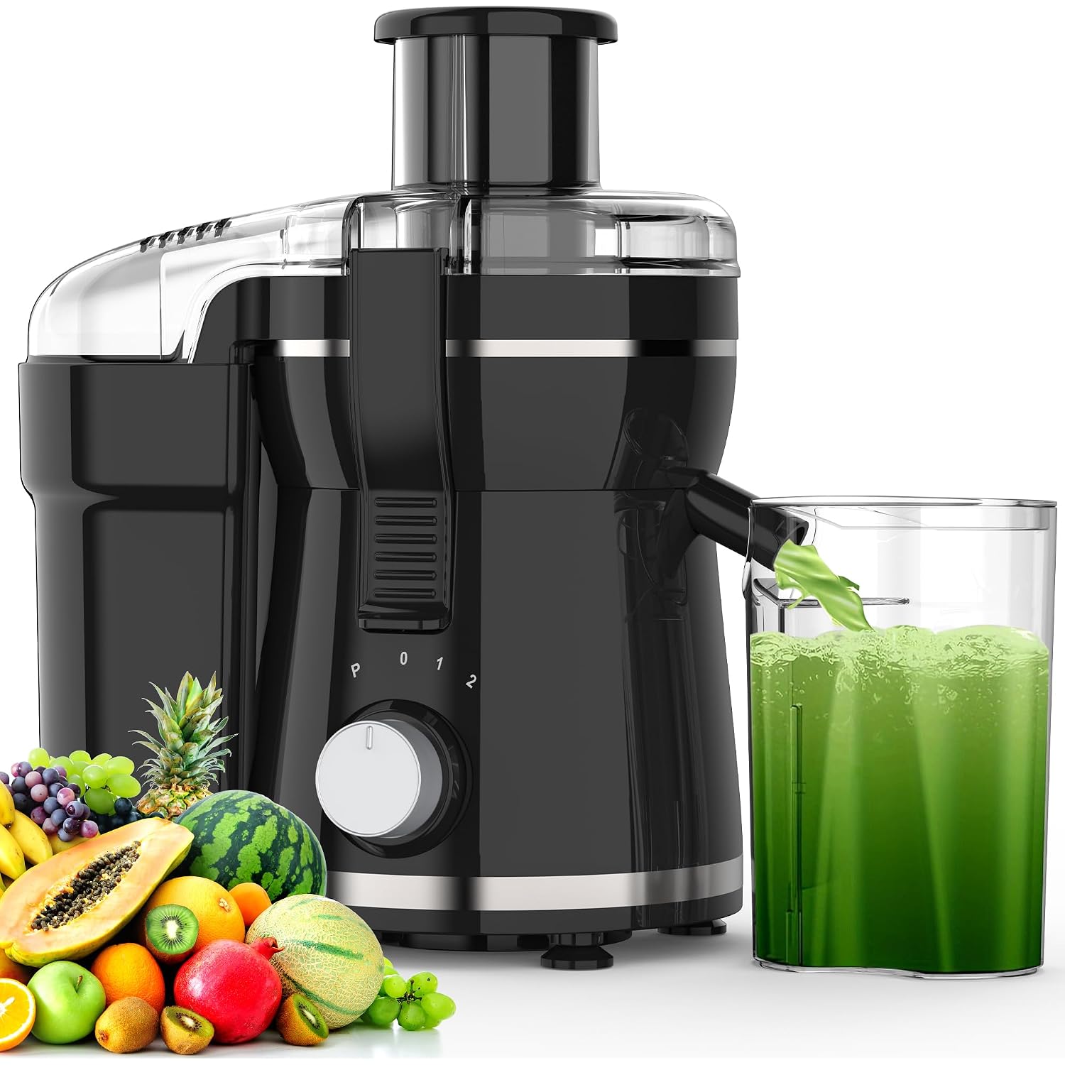 Juicer Machine, 500W Centrifugal Juicer Extractor With 3 Speed & Wide Mouth 3” Feed Chute For Fruit Vegetable, High Yield Juicer Included Cleaning Brush For Easy To Clean