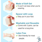 Povihome 6 Pack Gel Toe Spacer Separators(0.6'' Thick), Bunion Corrector for Overlapping Toe (1st/2nd Toe), Silicone Toe Spacers with Soft Gel Lining for Hallux & Bunion Pain Relief