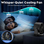 Desk Fan, Turbo Table Fan For Bedroom, 100-Speed Digital Display, Low Noise, 105° Adjustable Tilt, 7.5-Inch, Rechargeable Battery, Wall-Mouted Design For Home, Office, Travel Dark Black