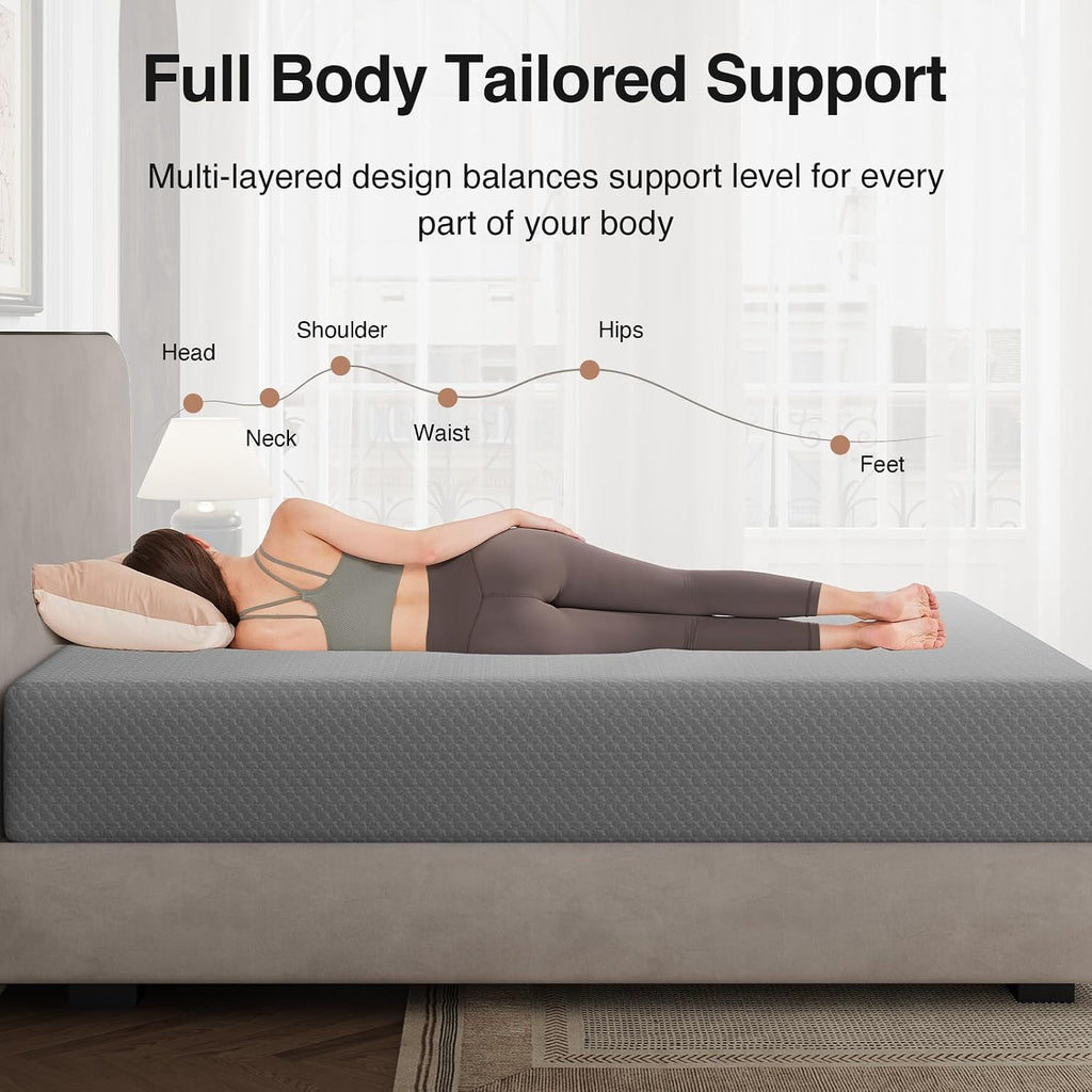 Novilla Queen Size Mattress, 10 Inch Gel Memory Foam Mattress Queen Size With Thermally Balanced Foam Core, Mattresses For Cool Night Sleep & Pressure Relief, Enhanced Support & Breathability, Grey
