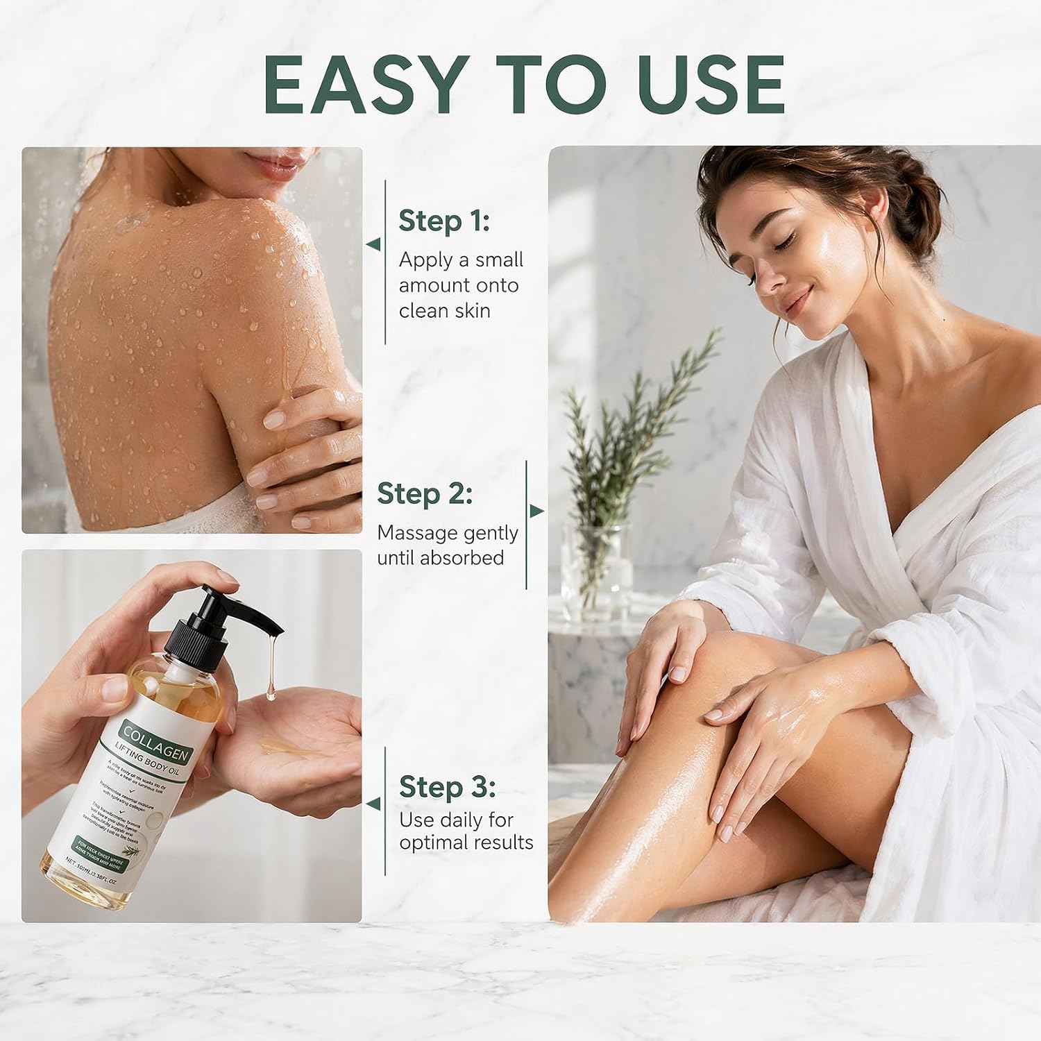 Collagen Oil, Collagen Lifting Body Oil For Firming & Hydration, Lightweight Non-Greasy Moisturizer For Smooth, Soft-Looking Skin, Daily Body Care For Women & Men, 3.38 Fl Oz