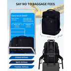Ecohub 17" Small Travel Backpack, United Airlines Personal Item Bag 17X10X9 With 16 Pockets, Water Resistant Rucksacks Fit 15.6" Laptop, Airtag Pocket, Lightweight Casual Daypack, 25L, Black