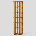 Rotating Bookshelf Tower, 360° Display Spinning Bookcase, Bamboo Bookshelf Floor Standing Storage Rack, Wood Narrow Book Shelf Organizer For Kids Adults (Walnut, 6 Tier)