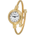 Collections Women's Cuff Watch - Round Analog Display Arabic Numbers 23mm Case Wire Bracelet Watch for Women Elegant Cable Cuff Bangle Wrist Watch