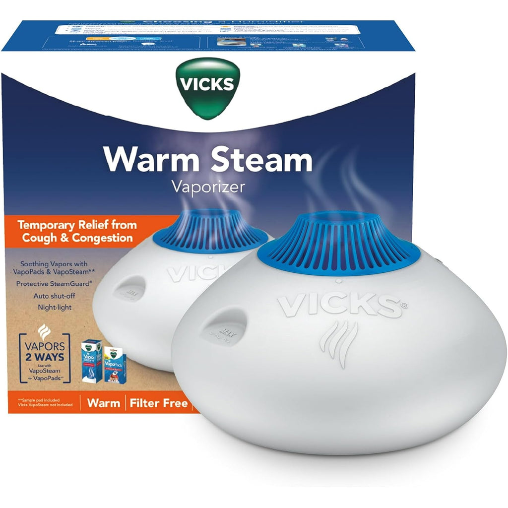 Vicks Warm Steam Vaporizer & Humidifier 1.5 Gallon Tank For Small And Medium Rooms, Night Light, Works With Vapopads And Vaposteam