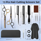 13 Pcs Hair Cutting Scissors Shears Kits，Professional Haircut Scissors Kit With Cutting Scissors，6.5 Inches Hair Cutting Scissors Kit For Men/Women/Kids/Salon & Home